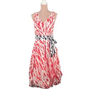 Diane Von Furstenberg Wrap Dress Red 100% Cotton Bubble Hem Size 6